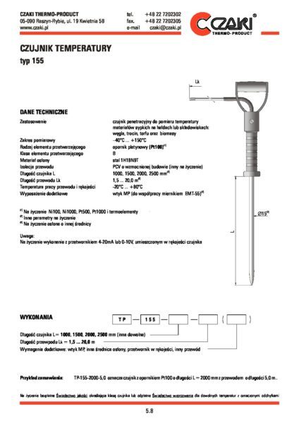 Czujnik temperatury TP-155