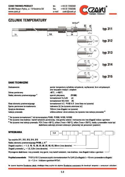 Czujnik temperatury TP-311_315