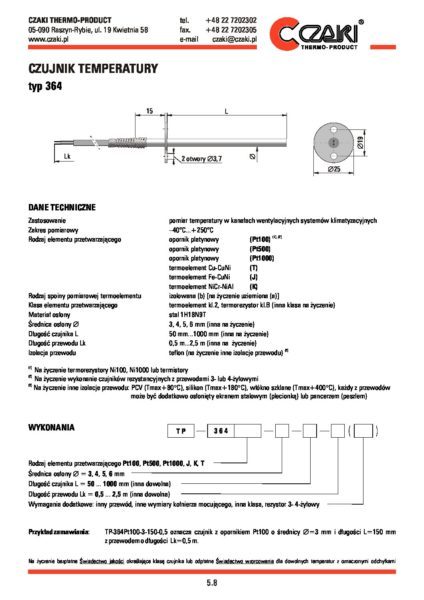 Czujnik temperatury TP-364