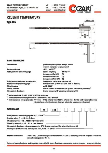 Czujnik temperatury TP-366