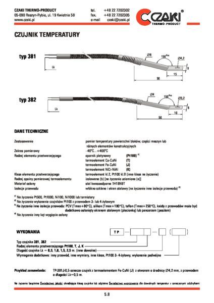 Temperature sensors TP-381