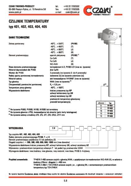 Czujnik temperatury TP-401_405