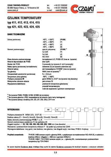 Czujnik temperatury TP-411_425