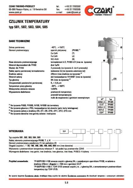 Temperature sensor TP-581_585