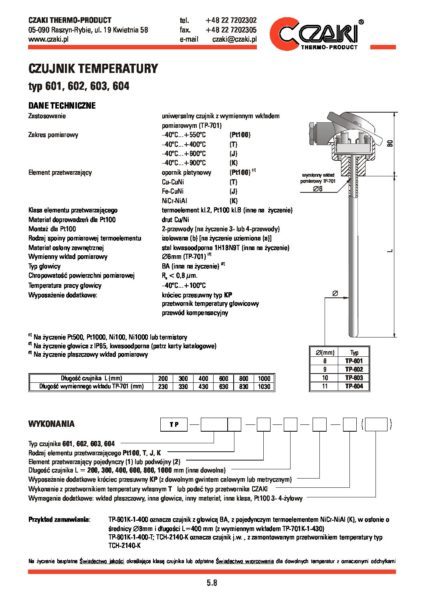 Temperature sensor TP-601_604