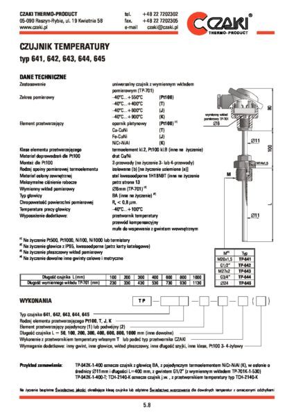 Temperature sensor TP-641_645