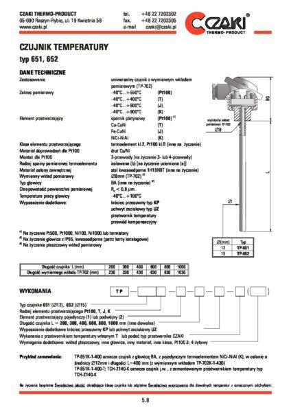 Temperature sensor TP-651_651