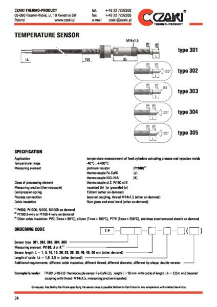Czujnik temperatury TP-301_305