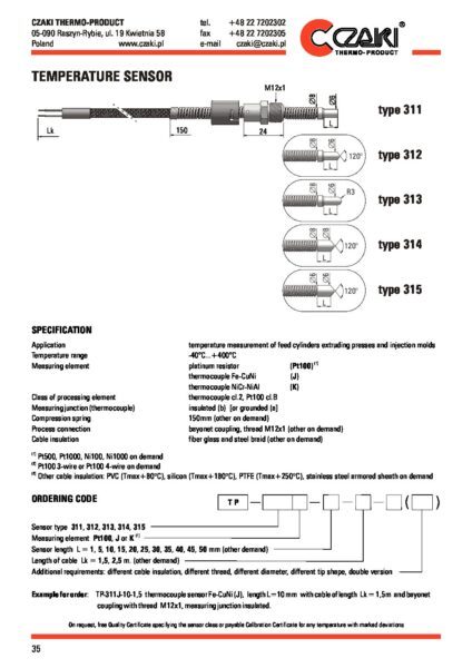 Czujnik temperatury TP-311_315