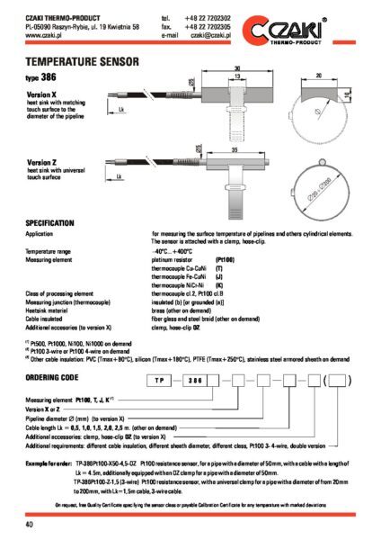 Temperature sensor TP-386