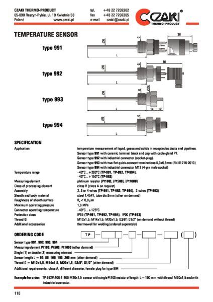 Temperature sensor TP-991