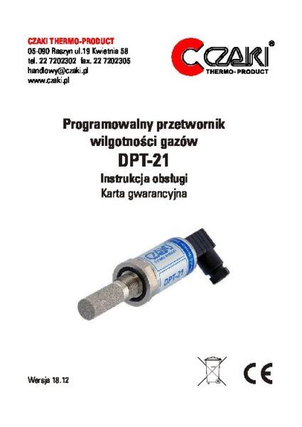 DPT-21 Programowalny przetwornik punktu rosy (-100..+20Cdp)