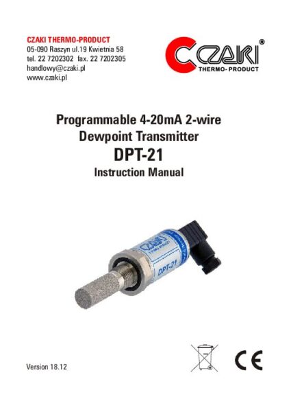 DPT-21 Programmable 2- wire dewpoint transmitter (-100..+20Cdp)
