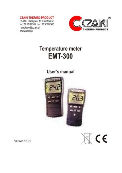 Bateryjny miernik temperatury EMT-300 (dla termoelementu typu K)