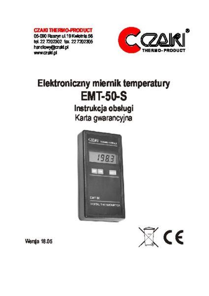 Bateryjny miernik temperatury EMT-50 (dla termoelementów)