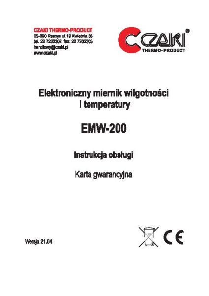 Miernik wilgotności i temperatury gazów EMW-200