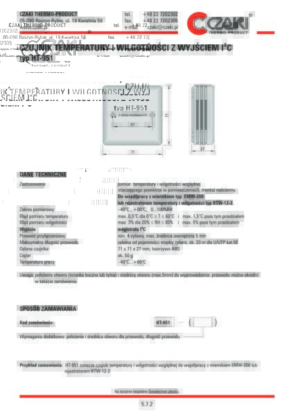 Czujnik temperatury i wilgotności powietrza HT-951