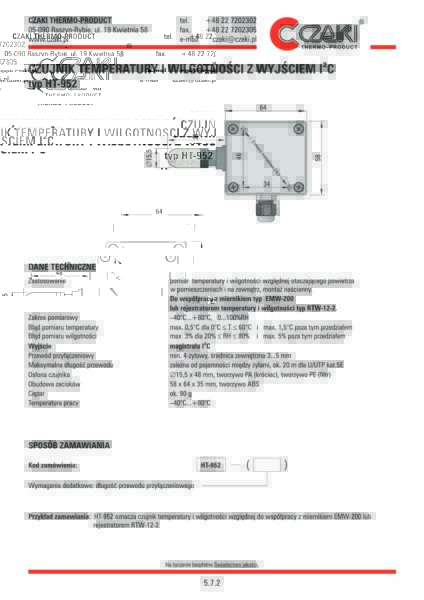 Czujnik temperatury i wilgotności powietrza HT-951