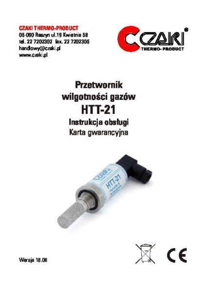 Przetwornik temperatury i wilgotności powietrza HTT-21