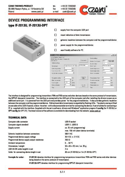 Device programming interface IF-2013U
