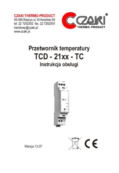 TCD Analogue rail-mount temperature transmitter (DIN rail)