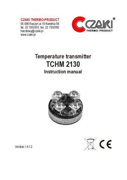 TCHM Analogue, head-mount, miniature temperature transmitter (Pt100, 4-20mA)