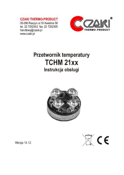 TCHM Analogue, head-mount, miniature temperature transmitter (Pt100, 4-20mA)