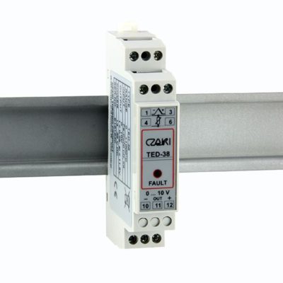 TED-38 Programmable rail-mount transmitter with galvanic insulation (DIN rail, 0-10V output)