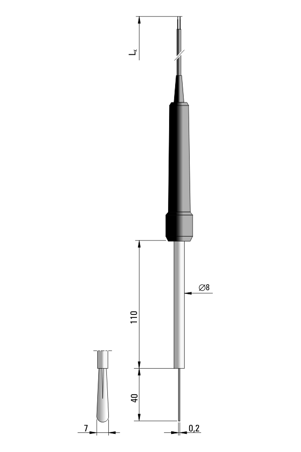 Czujnik temperatury TP-127, sprężysty termoelement