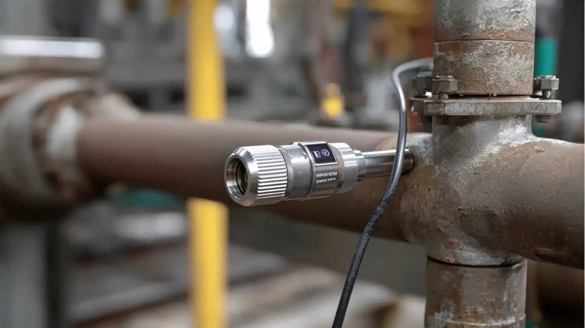 Czujnik temperatury przytwierdzony do elementu instalacji technicznej