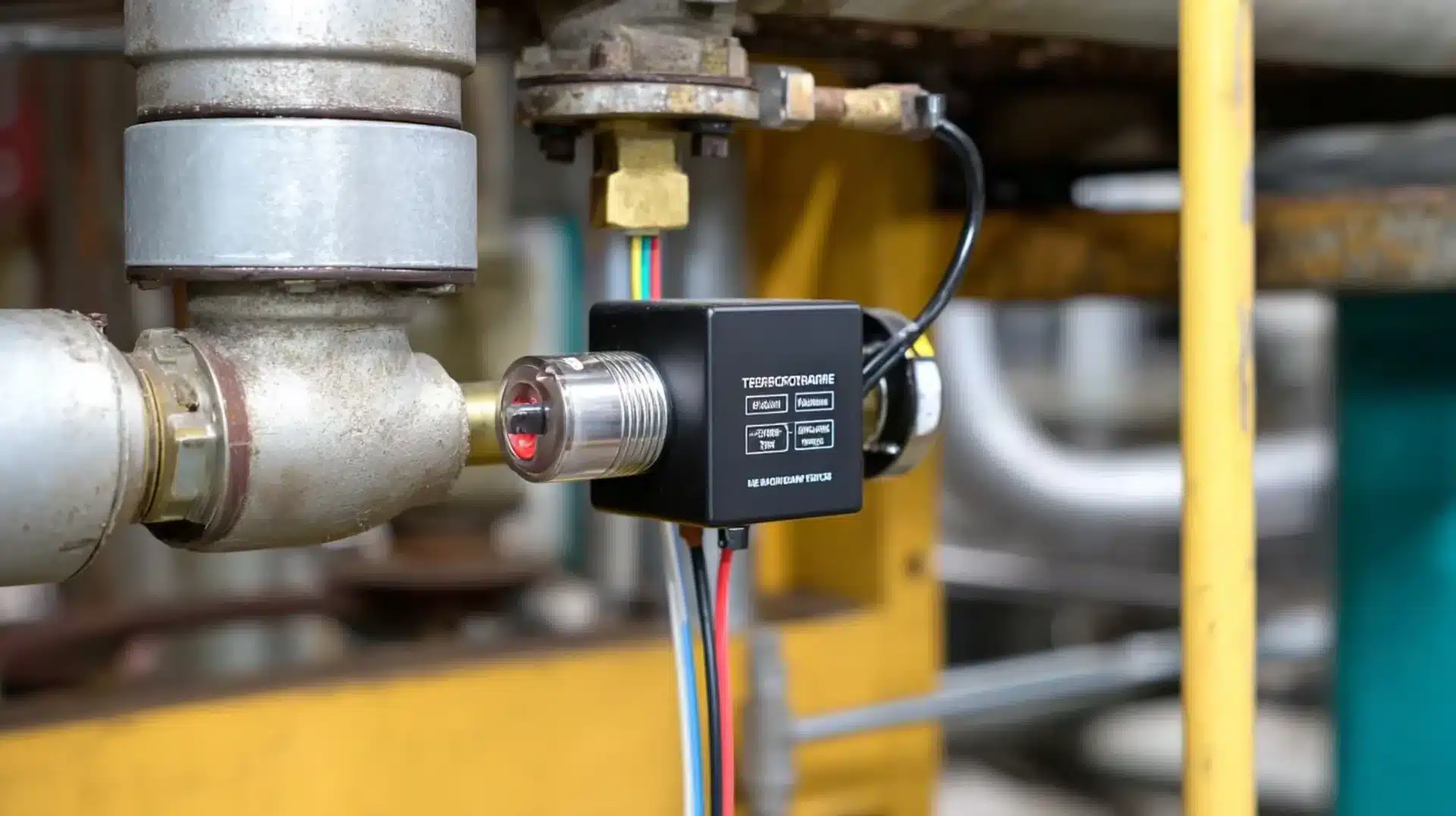 Element instalacji technicznej z czujnikiem temperatury