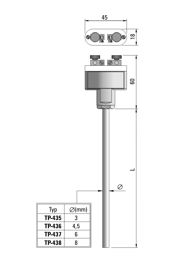 Czujnik temperatury TP-435_438 (termoelement płaszczowy)